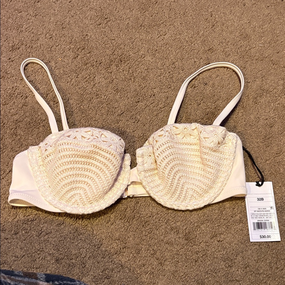 Cream Crochet Bikini Top